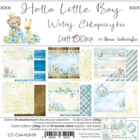 Paper Collection Set 6"*6" Hello Little Boy, (24 sheets, 12 designs,