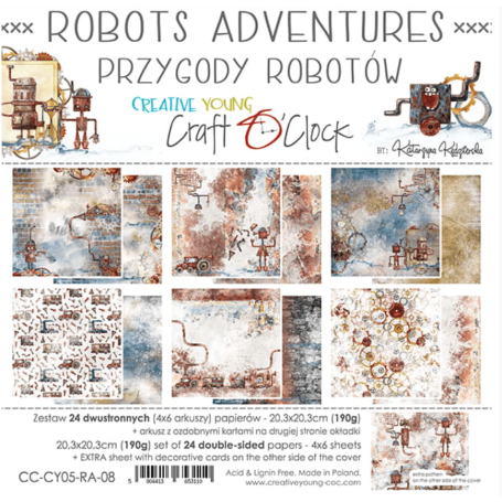 Craft O Clock - Paper Collection Set - 20,3x20,3cm - Robots Adventures