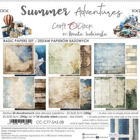 Craft O Clock - Paper Collection Set - 20,3x20,3cm - Summer Adventures