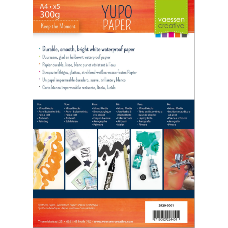 Vaessen Creative - Synthethisches Papier - 300g A4 Weiß 5x