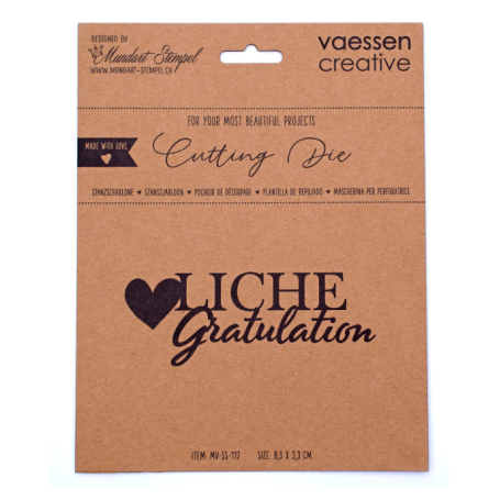 Mundart Stempel • Stanzschablone Deutsche Text "Herzliche Gratulation"