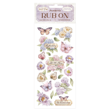 Quiet Days Rub-On 8,33x2,36 Inch Hydrangea and Butterfly