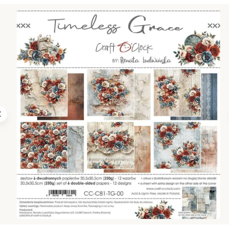 Craft O’Clock Paper Pack 30,5 x 30,5 cm, Timeless Grace