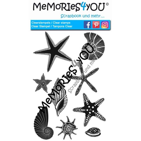 Showroom Party - Memories4you A6 Stempel "Muscheln-Seesterne"