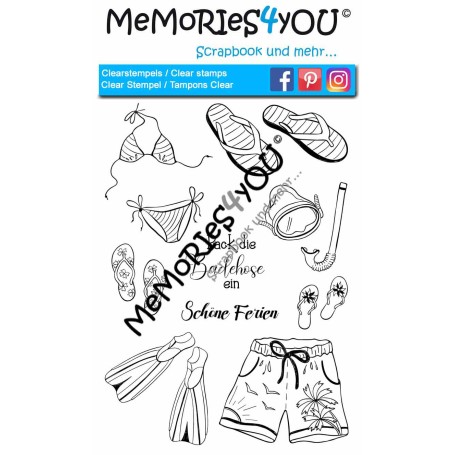 Showroom Party - Memories4you Stempel (A6) "Pack die Badehose ein"