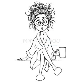 Memories4you Stempel (A7)   "Frau mit Tasse"