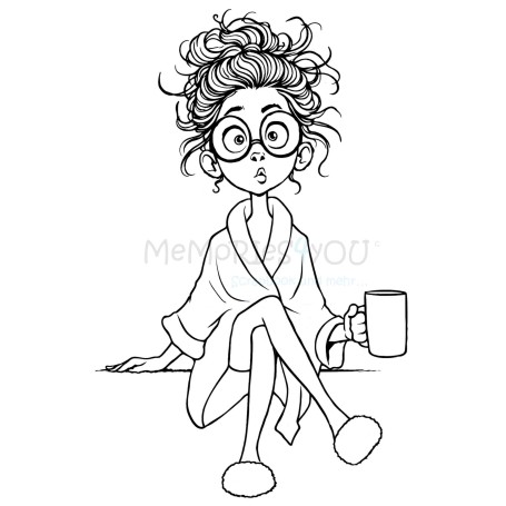 Memories4you Stempel (A7)   "Frau mit Tasse"