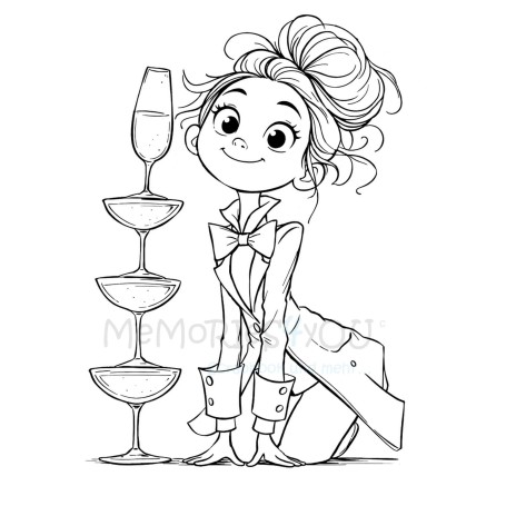 Memories4you Stempel (A7)   "Sekt Girl"