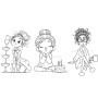 Memories4you Stempel (A7)  3er Set  "Sekt und Birthday Girl, und Frau mit Tassse""