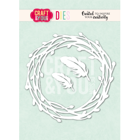 Craft & You Stanzschablone - Willow Wreath with Feathers