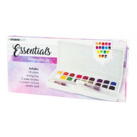 Studio Light Aquarelset 18 Colors + 2 Brushes Essentials nr.01 WCSL01