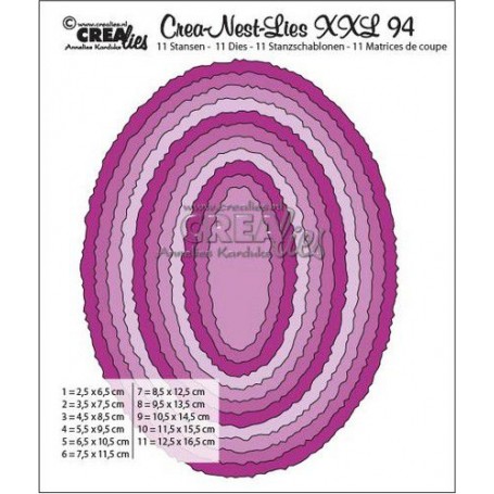 Crealies Crea-Nest-Lies XXL no 94 Ovale mit raue Kanten CLNestXXL94 125 x 165mm