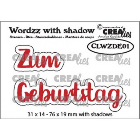 Crealies Wordzz with Shadow Zum Geburtstag  76x19mm