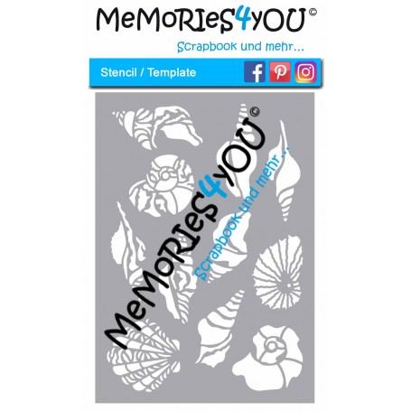 Memories4you "SET" - Stempel (A6) "Muscheln" mit Stencil (A6) "Muscheln"