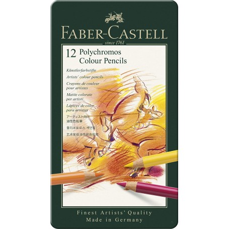 Faber-Castell Künstlerfarbstift Polychromos, 12Stück, Metalletui
