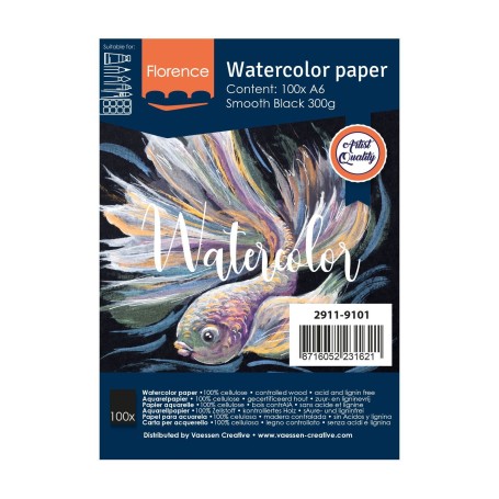 Florence • Aquarellpapier Glatt A6 300g Schwarz - 100 Stück