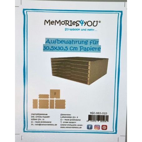 Memories4you MDF Aufbewahrung für 30,5x30,5 cm Papiere